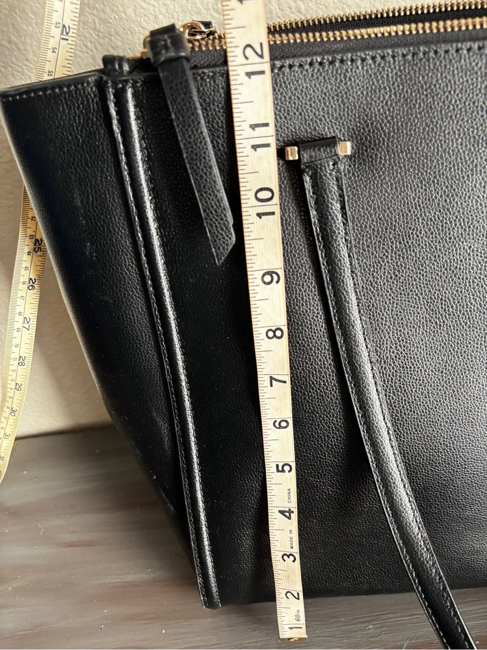 Kate Spade New York Black Pebbled Leather Zip Top Tote Shoulder Bag Work Purse